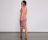 Curves Ahead Sleeveless Ruched Midi Dress Ins Street
